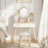 ROBUD Kids Vanity Table and Chair Set - White Gold