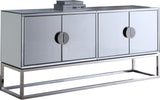 Marbella Contemporary Sideboard Buffet with Mirrored Finish & Durable Chrome Base for Modern Dining