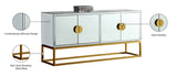 Marbella Contemporary Sideboard Buffet with Mirrored Finish & Gold Stainless Steel Base, 64" W
