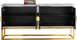 Marbella Contemporary Sideboard Buffet with Mirrored Finish & Gold Stainless Steel Base, 64" W