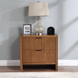 Fairfax Night Stand - Exquisite Art Deco Design with Fluted Drawers and Matte Metal Handles for Elegance