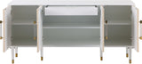 Jive Contemporary Sideboard Buffet with White Lacquer Finish & Stylish Birch Wood Chevron Panels