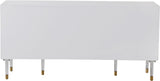Jive Contemporary Sideboard Buffet with White Lacquer Finish & Stylish Birch Wood Chevron Panels