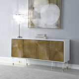 Bellissimo Acrylic Contemporary Sideboard with Gold Legs - Elegant Storage for Dining & Living Spaces
