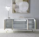 Bellissimo Acrylic Contemporary Sideboard with Gold Legs - Elegant Storage for Dining & Living Spaces