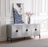 Glitz Contemporary Sideboard Buffet - Starburst Design with Antique Silver Finish & Storage Solutions