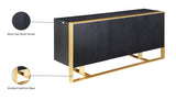 Sherwood Modern Sideboard Buffet with Black Oak Veneer & Gold Iron Base - Stylish Storage Solution