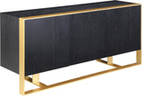 Sherwood Modern Sideboard Buffet with Black Oak Veneer & Gold Iron Base - Stylish Storage Solution