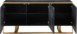 Sherwood Modern Sideboard Buffet with Black Oak Veneer & Gold Iron Base - Stylish Storage Solution