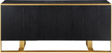 Sherwood Modern Sideboard Buffet with Black Oak Veneer & Gold Iron Base - Stylish Storage Solution