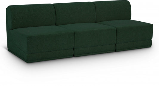 Ollie 90" Boucle Fabric Upholstered 3pc. Armless Modular Sofa