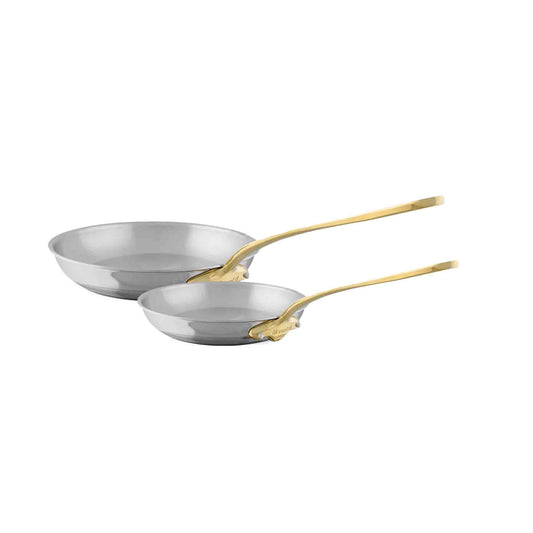 Mauviel M'COOK B 5-Ply 2-Piece Frying Pan 7.9-In and 9.4-In Set With Brass Handles