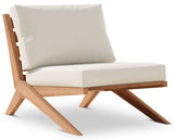 Tahiti Waterproof Fabric Outdoor Chair - Durable Teak Design for Ultimate Patio Comfort and Style