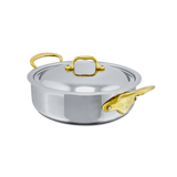 Mauviel M'COOK B 5-Ply Rondeau With Curved Lid, Brass Handles
