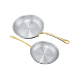 Mauviel M'ELITE B Hammered 5-Ply 2-Piece Frying Pan Set With Brass Handles