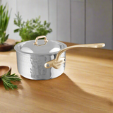 Mauviel M'ELITE B Hammered 5-Ply 3-Piece Cookware Set With Brass Handles