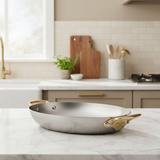 Mauviel M'ELITE B Hammered 5-Ply Oval Pan With Brass Handles