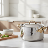 Mauviel M'ELITE B Hammered 5-Ply Stewpan With Lid, Brass Handles