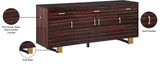 Excel Contemporary Sideboard Buffet in Rich Zebra Wood with Gold Accents – Elegant Storage Solution