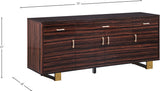 Excel Contemporary Sideboard Buffet in Rich Zebra Wood with Gold Accents – Elegant Storage Solution