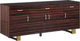 Excel Contemporary Sideboard Buffet in Rich Zebra Wood with Gold Accents – Elegant Storage Solution