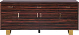 Excel Contemporary Sideboard Buffet in Rich Zebra Wood with Gold Accents – Elegant Storage Solution