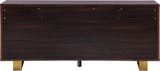 Excel Contemporary Sideboard Buffet in Rich Zebra Wood with Gold Accents – Elegant Storage Solution