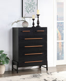Kaya Contemporary Chest - Stylish Oak Veneer Design with Vegan Leather Handles and Solid Wood Legs