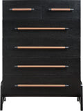 Kaya Contemporary Chest - Stylish Oak Veneer Design with Vegan Leather Handles and Solid Wood Legs
