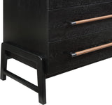Kaya Contemporary Chest - Stylish Oak Veneer Design with Vegan Leather Handles and Solid Wood Legs