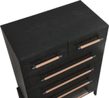 Kaya Contemporary Chest - Stylish Oak Veneer Design with Vegan Leather Handles and Solid Wood Legs