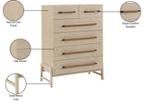 Kaya Contemporary Chest - Stylish Oak Veneer Design with Vegan Leather Handles and Solid Wood Legs