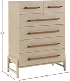 Kaya Contemporary Chest - Stylish Oak Veneer Design with Vegan Leather Handles and Solid Wood Legs