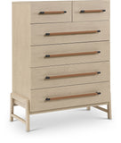 Kaya Contemporary Chest - Stylish Oak Veneer Design with Vegan Leather Handles and Solid Wood Legs