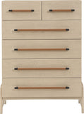 Kaya Contemporary Chest - Stylish Oak Veneer Design with Vegan Leather Handles and Solid Wood Legs