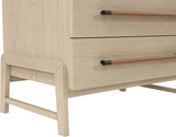 Kaya Contemporary Chest - Stylish Oak Veneer Design with Vegan Leather Handles and Solid Wood Legs