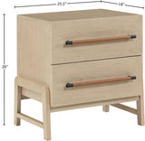 Kaya Contemporary Night Stand with Elegant Oak Veneer Finish and Stylish Vegan Leather Handles
