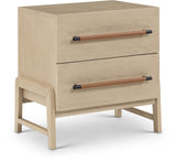 Kaya Contemporary Night Stand with Elegant Oak Veneer Finish and Stylish Vegan Leather Handles