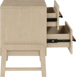 Kaya Contemporary Night Stand with Elegant Oak Veneer Finish and Stylish Vegan Leather Handles