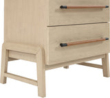 Kaya Contemporary Night Stand with Elegant Oak Veneer Finish and Stylish Vegan Leather Handles