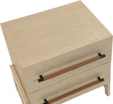 Kaya Contemporary Night Stand with Elegant Oak Veneer Finish and Stylish Vegan Leather Handles