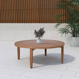 Maui Natural Outdoor Patio Coffee Table - Stylish Aluminum Frame, Teak Look, Perfect for Gatherings
