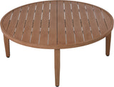 Maui Natural Outdoor Patio Coffee Table - Stylish Aluminum Frame, Teak Look, Perfect for Gatherings