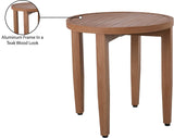 Maui Natural Outdoor Patio End Table - Stylish Aluminum Frame, Teak Look, Perfect for Gatherings!