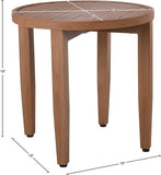 Maui Natural Outdoor Patio End Table - Stylish Aluminum Frame, Teak Look, Perfect for Gatherings!