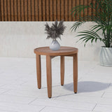 Maui Natural Outdoor Patio End Table - Stylish Aluminum Frame, Teak Look, Perfect for Gatherings!