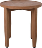 Maui Natural Outdoor Patio End Table - Stylish Aluminum Frame, Teak Look, Perfect for Gatherings!