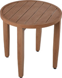 Maui Natural Outdoor Patio End Table - Stylish Aluminum Frame, Teak Look, Perfect for Gatherings!