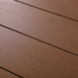 Maui Natural Outdoor Patio End Table - Stylish Aluminum Frame, Teak Look, Perfect for Gatherings!