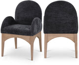 Waldorf Dining Chair - Elegant Chenille Fabric Arm Chair with Solid Ash Wood and Natural Finish